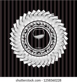 wine cup icon inside silver emblem