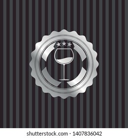 wine cup icon inside silver badge