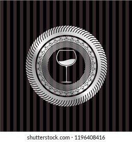 wine cup icon inside silvery shiny emblem