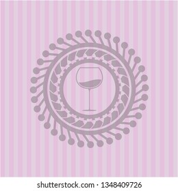 wine cup icon inside vintage pink emblem