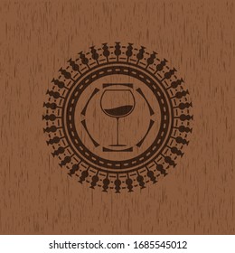 wine cup icon inside wood signboards