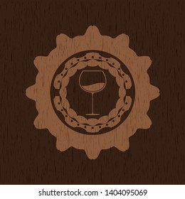 wine cup icon inside wooden signboards