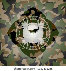 wine cup icon on camo texture