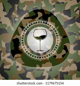 wine cup icon on camo pattern