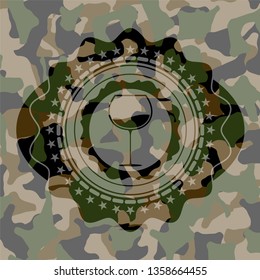 wine cup icon on camo texture