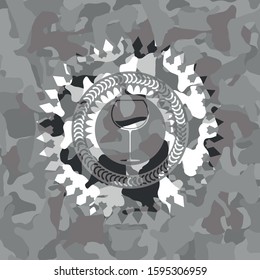 wine cup icon on grey camouflage texture