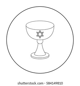 Wine cup icon in outline style isolated on white background. Religion symbol stock vector illustration.