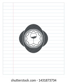 wine cup icon pencil effect. Vector Illustration. Detailed.
