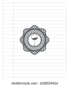 wine cup icon penciled. Vector Illustration. Detailed.