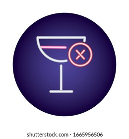 wine cup neon light style icon vector illustration design