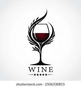 wine cup ornament logo design