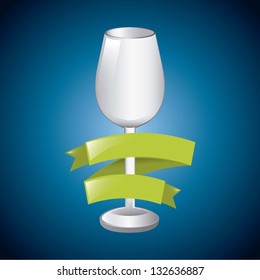 wine cup over  blue background. vector illustration