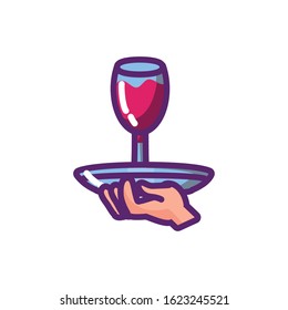 Wine cup over plate design of Winery alcohol drink beverage restaurant celebration and party theme Vector illustration