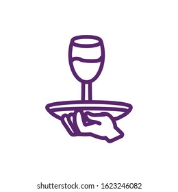 Wine cup over plate design of Winery alcohol drink beverage restaurant celebration and party theme Vector illustration