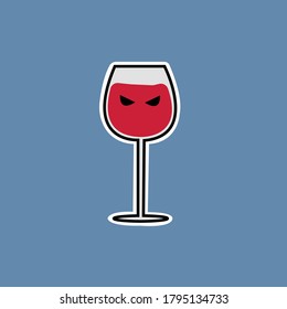 Wine Cup Vector Character fro icon and Sticker