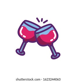 Wine cups design of Winery alcohol drink beverage restaurant celebration and party theme Vector illustration