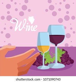Wine cups with grapes