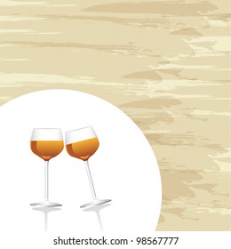 wine cups with grunge textured background. vector