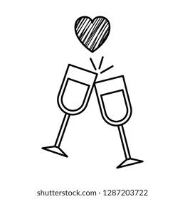 wine cups with heart