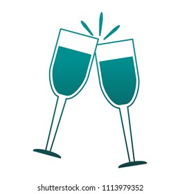Wine cups isolated in blue lines