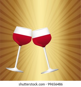 wine cups  over gold background. vector illustration