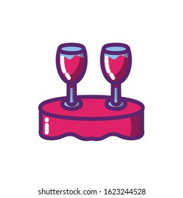 Wine cups over table design of Winery alcohol drink beverage restaurant celebration and party theme Vector illustration