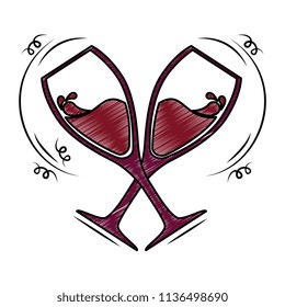 wine cups silhouettes icon