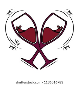 wine cups silhouettes icon