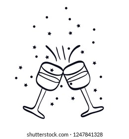 wine cups toasting isolated icon