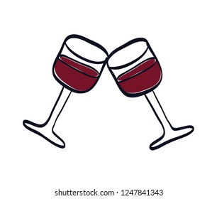 wine cups toasting isolated icon