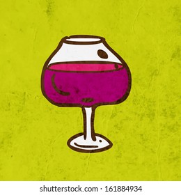 Wine. Cute Hand Drawn Vector illustration, Vintage Paper Texture Background