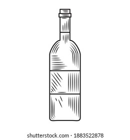 wine day, bottle liquor beverage icon hand drawn design vector illustration