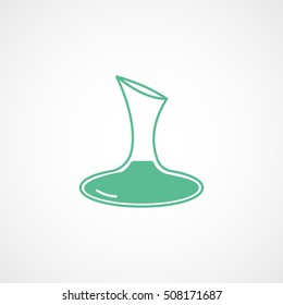 Wine Decanter Green Flat Icon On White Background