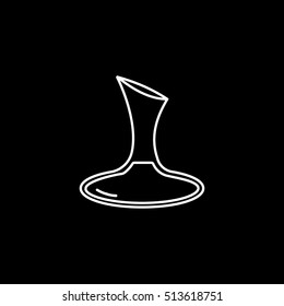 Wine Decanter Line Icon On Black Background