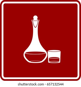 wine decanter with stopper and glass sign