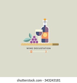 Wine degustation concept. Vector Illustration.