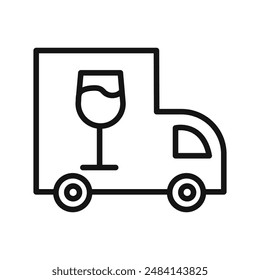 Wine delivery icon black and white vector sign