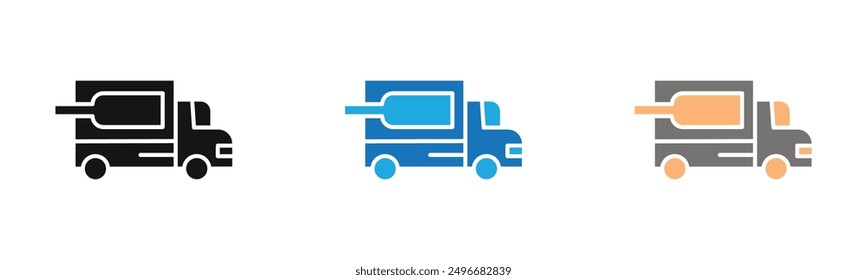 Wine delivery icon outline collection or set in black and white