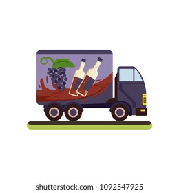 Wine delivery service truck vector Illustration on a white background