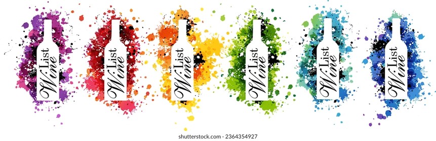 Wine design collection from colorful paint splash elements