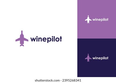 wine design logo or wine bottle by plane