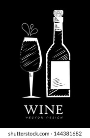 wine design over black background vector illustration
