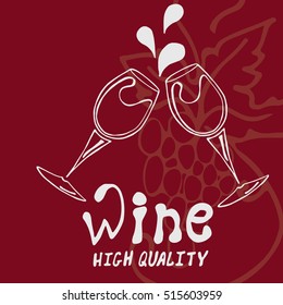 Wine design over red background. Vector illustration.  Two glasses on a red background.