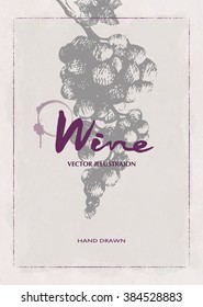  Wine design template.Wine menu. Drawing hand image, vector illustration.