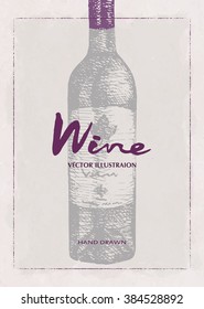  Wine design template.Wine menu. Drawing hand image, vector illustration.
