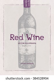  Wine design template.Wine menu. Drawing hand image, vector illustration.