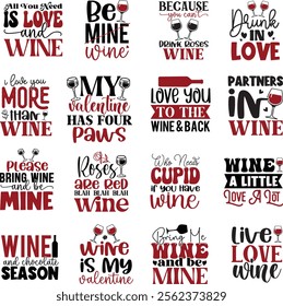 Wine Design, Valentine Quotes Designs, Valentine Wine Design Bundle