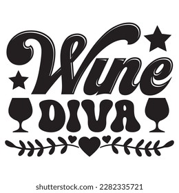 archivo vectorial de diseño de camisetas de Wine Diva