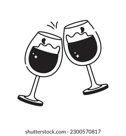 Icono de contorno vectorial del doodle de vino. archivo EPS 10