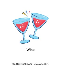 Wine doodle vector outline Sticker. EPS 10 file